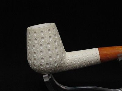 Straight Bowl Lattice, Classic Meerschaum Pipe, The cheapest Block Meerschaum, Hand Carved Meerschaum Pipe